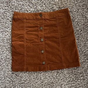 Kids Brown Button-Front Corduroy Skirt
